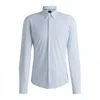 Hugo Boss Slim-fit Shirt In Printed Performance-stretch Jersey In Blue