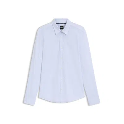 Hugo Boss Slim-fit Shirt In Printed Performance-stretch Jersey In Blue