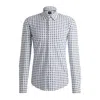 Hugo Boss Slim-fit Shirt In Printed Performance-stretch Jersey In Blue