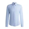 Hugo Boss Slim-fit Shirt In Printed Performance-stretch Jersey In Blue