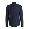 Hugo Boss Slim-fit Shirt In Printed Performance-stretch Jersey In Blue