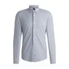 Hugo Boss Slim-fit Shirt In Printed Performance-stretch Jersey In Gray