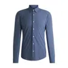 Hugo Boss Slim-fit Shirt In Printed Performance-stretch Jersey In Blue