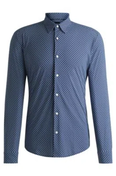 HUGO BOSS SLIM-FIT SHIRT IN PRINTED PERFORMANCE-STRETCH JERSEY