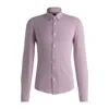 Hugo Boss Slim-fit Shirt With Kent Collar In Printed Material In Pink
