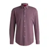 Hugo Boss Slim-fit Shirt In Printed Performance-stretch Jersey In Purple