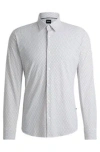 Hugo Boss Slim-fit Shirt In Printed Performance-stretch Jersey In White