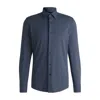 Hugo Boss Slim-fit Shirt In Printed Performance-stretch Fabric In Blue