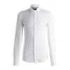 Hugo Boss Slim-fit Shirt In Printed Performance-stretch Fabric In Blue