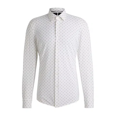 Hugo Boss Slim-fit Shirt In Printed Performance-stretch Material In Pink