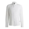 Hugo Boss Slim-fit Shirt In Printed Stretch-cotton Jersey In White