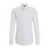 Hugo Boss Slim-fit Shirt In Printed Performance-stretch Fabric In White