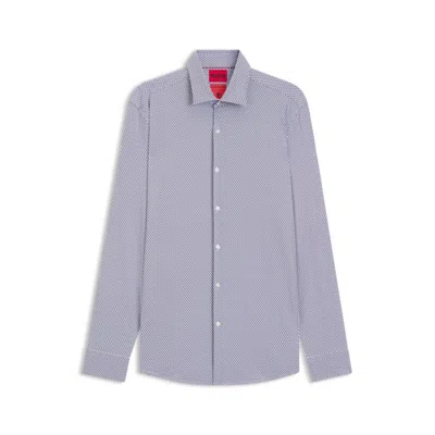 Hugo Boss Slim-fit Shirt In Printed Stretch Jersey In Purple