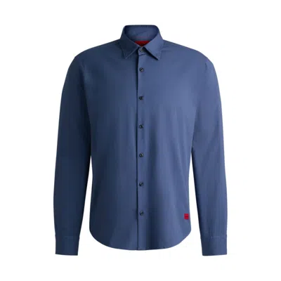 Hugo Boss Slim-fit Shirt In Stretch-cotton Canvas In Blue