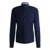 Hugo Boss Slim-fit Shirt In Stretch-cotton Jersey In Blue