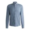 Hugo Boss Slim-fit Shirt In Stretch-cotton Jersey In Blue