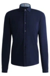Hugo Boss Slim-fit Shirt In Stretch-cotton Jersey In Dark Blue