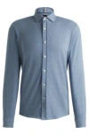 Hugo Boss Slim-fit Shirt In Stretch-cotton Jersey In Light Blue