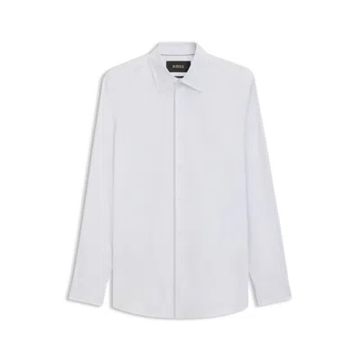 Hugo Boss Slim-fit Shirt In Stretch Cotton Poplin In Gray
