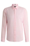 Hugo Boss Slim-fit Shirt In Stretch-linen Chambray In Light Pink