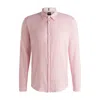 Hugo Boss Slim-fit Shirt In Stretch Linen In Pink