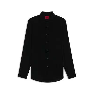 Hugo Boss Slim-fit Shirt In Stretch Poplin In Black