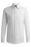 Hugo Boss Slim-fit Shirt In Structured Cotton In Light Green