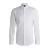 Hugo Boss Slim-fit Shirt In Striped Cotton Twill In White