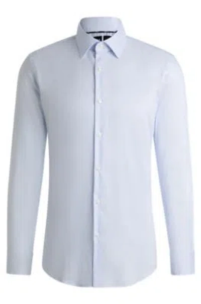 Hugo Boss Slim-fit Shirt In Striped Performance-stretch Material In White