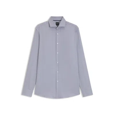 Hugo Boss Slim-fit Shirt In Structured Cotton In Gray