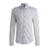 Hugo Boss Slim-fit Shirt In Structured Cotton Jersey In Gray