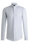 Hugo Boss Regular-fit Shirt In Cotton And Cashmere In Light Blue