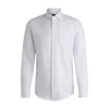 Hugo Boss Slim-fit Shirt In Structured Cotton In White