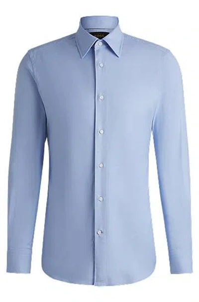 Hugo Boss Slim-fit Shirt In Easy-iron Cotton Poplin In Light Blue