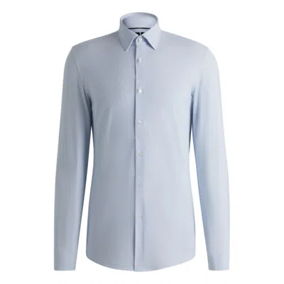 Hugo Boss Slim-fit Shirt In Structured Performance Fabric In Blue