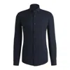 Hugo Boss Slim-fit Shirt In Structured Performance-stretch Jersey In Blue