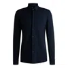 Hugo Boss Slim-fit Shirt In Structured Performance-stretch Jersey In Blue