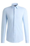 Hugo Boss Slim-fit Shirt In Structured Performance-stretch Material In Light Blue