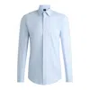 Hugo Boss Slim-fit Shirt In Micro-structured Performance-stretch Jersey In Blue