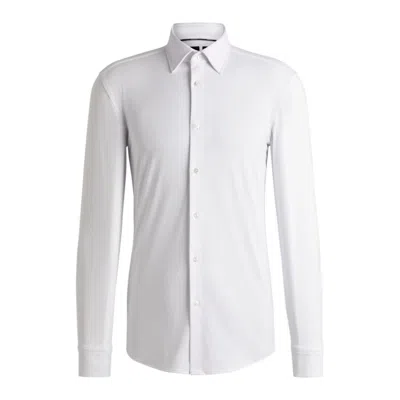 HUGO BOSS SLIM-FIT SHIRT IN TEXTURED PERFORMANCE-STRETCH JERSEY