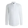 Hugo Boss Slim-fit Shirt With Leaf Jacquard In White