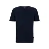 Hugo Boss Slim-fit Short-sleeved T-shirt In Mercerised Cotton In Blue