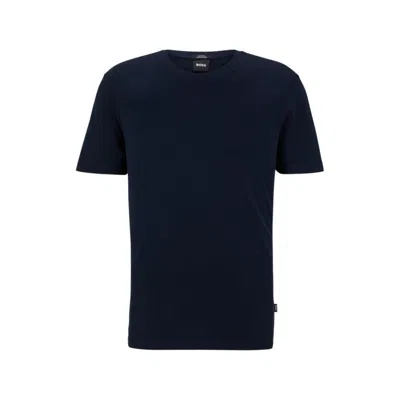 Hugo Boss Slim-fit Short-sleeved T-shirt In Mercerised Cotton In Blue