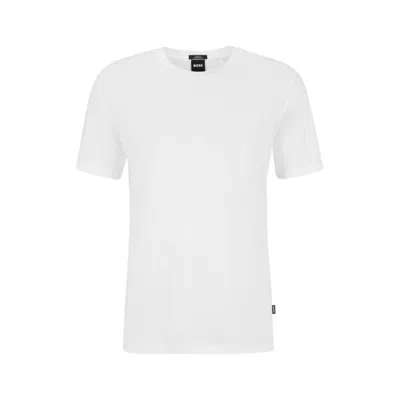 Hugo Boss Slim-fit Short-sleeved T-shirt In Mercerized Cotton In White