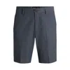 Hugo Boss Slim-fit Shorts In Melange Twill In Dark Blue