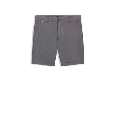 Hugo Boss Slim-fit Shorts In Micro-patterned Stretch Cotton In Blue
