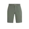 Hugo Boss Slim-fit Shorts In Stretch-cotton Gabardine In Green