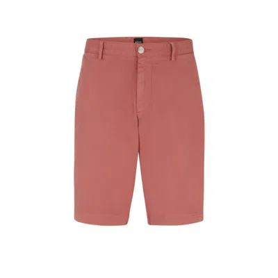 Hugo Boss Slim-fit Shorts In Stretch-cotton Gabardine In Light Pink