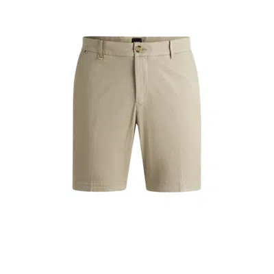 Hugo Boss Slim-fit Shorts In Stretch-cotton Twill In Beige