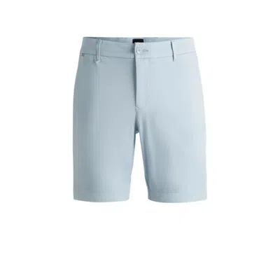 Hugo Boss Slim-fit Shorts In Stretch-cotton Twill In Blue